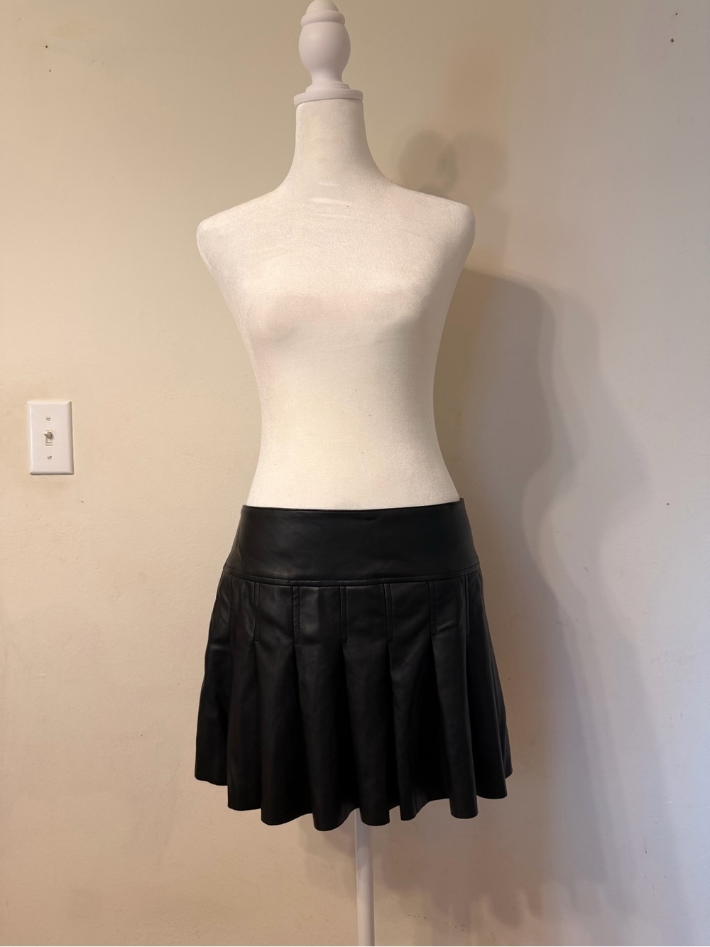 Urban Outfitters Black Faux Leather Pleated Mini Skirt